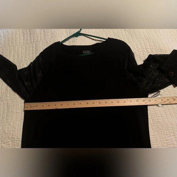 Nicole Miller Black Dress Floral Lace Sleeves Sz XL - Picture 8 of 10